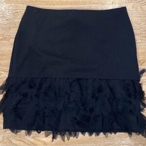 NWT Ann Taylor Black Pencil Skirt w/ Layered Tulle Ruffles